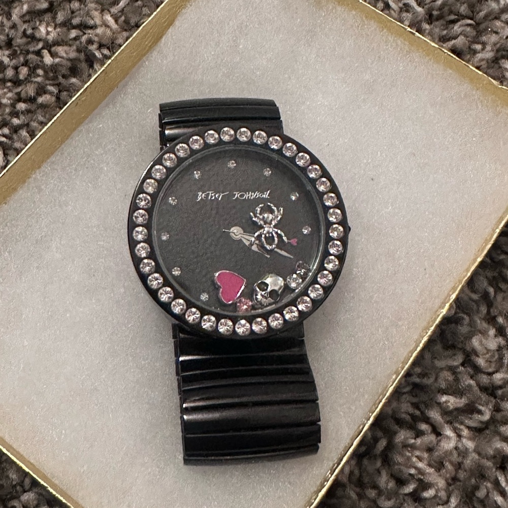 Betsy Johnson Black Watch with Crystal Accents